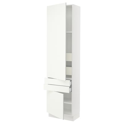 White SEKTION kitchen cabinet with drawers & shelves, modern design.