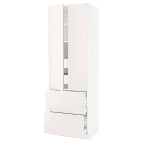 SEKTION High cab w 2drs/2 fronts/4 drawers, white/Veddinge white, 30x24x90 "