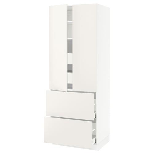 White SEKTION kitchen unit with smooth drawers and cabinet.