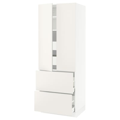 SEKTION High cab w 2drs/2 fronts/4 drawers, white/Veddinge white, 30x24x80 "