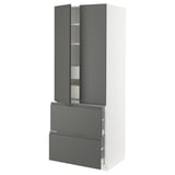 SEKTION High cab w 2drs/2 fronts/4 drawers, white/Voxtorp dark gray, 30x24x80 "