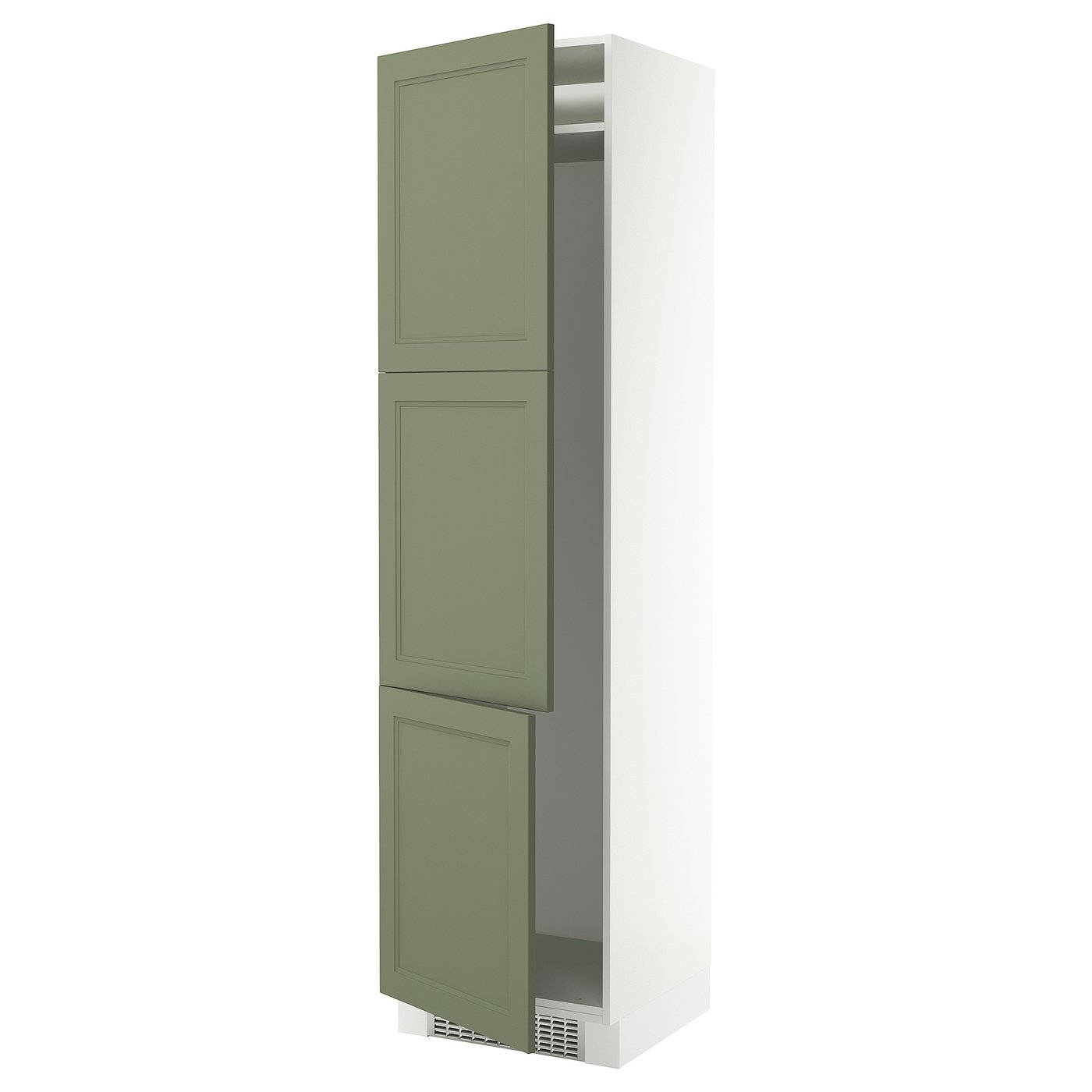 SEKTION high cabinet for fridge/freezer, white/Axstad gray-green