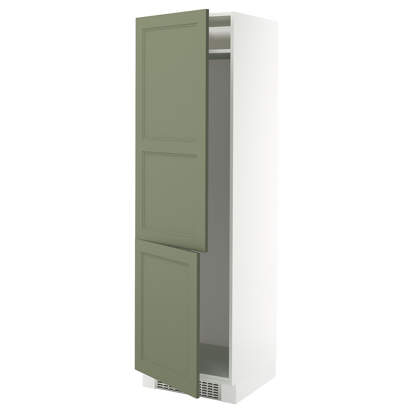 SEKTION high cabinet for fridge/freezer, white/Axstad gray-green