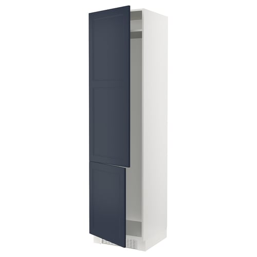 Ikea SEKTION blue kitchen cabinet with adjustable shelves.