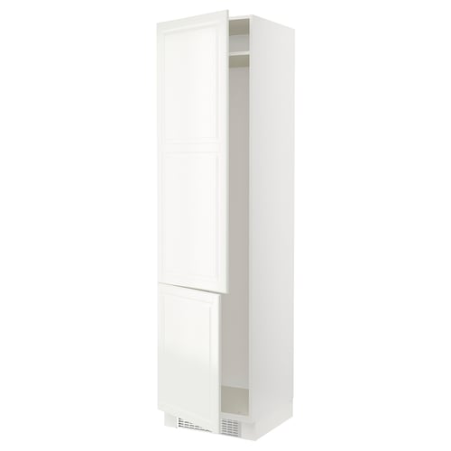 White SEKTION tall storage cabinet with two doors and adjustable shelves.