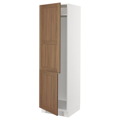 SEKTION High cabinet for fridge/freezer, white Enköping/brown walnut effect, 24x24x80 "