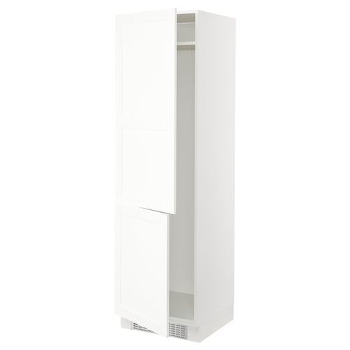 White SEKTION kitchen cabinet with single door, modern design, adjustable shelves.