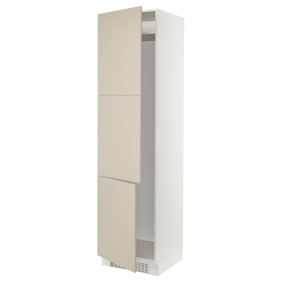 SEKTION High cabinet for fridge/freezer, white/Havstorp beige, 24x24x90 "