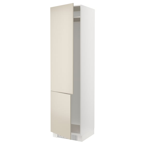 SEKTION High cabinet for fridge/freezer, white/Havstorp beige, 24x24x90 "
