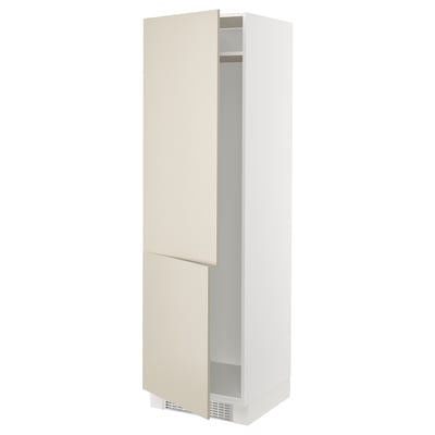 SEKTION High cabinet for fridge/freezer, white/Havstorp beige, 24x24x80 "