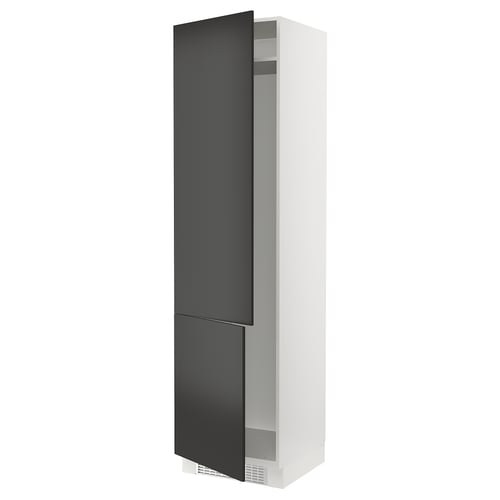 Modern kitchen cabinet, SEKTION line, black matt nickebo fronts, sleek design, tall & slim, with adjustable shelves.
