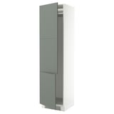 SEKTION High cabinet for fridge/freezer, white/Nickebo matte grey-green, 24x24x90 "