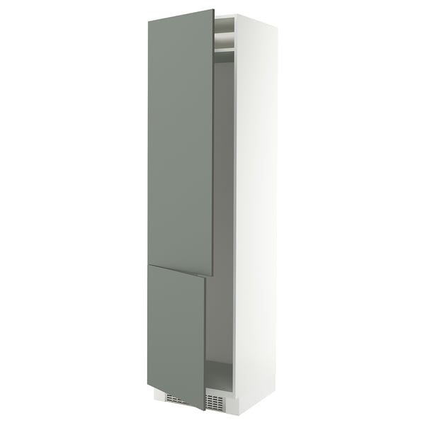 SEKTION High cabinet for fridge/freezer, white/Nickebo matte grey-green, 24x24x90 "