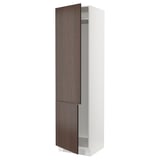 SEKTION High cabinet for fridge/freezer, white/Sinarp brown, 24x24x90 "