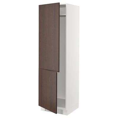 SEKTION High cabinet for fridge/freezer, white/Sinarp brown, 24x24x80 "