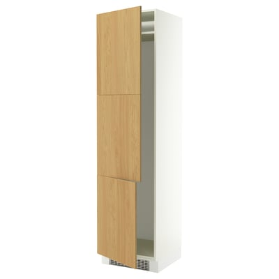 SEKTION High cabinet for fridge/freezer, white/Sinarp oak veneer, 24x24x90 "