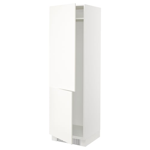 SEKTION white kitchen cabinet, tall and slim, modern minimalist design with smooth surfaces.