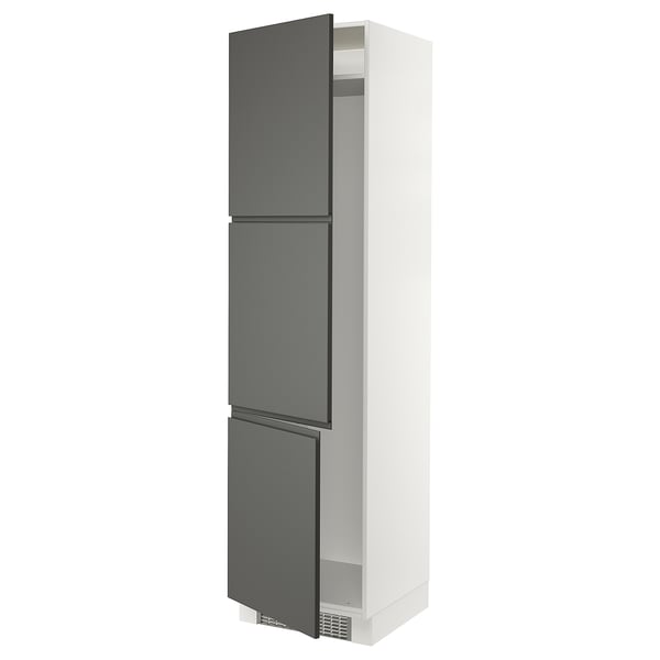 SEKTION High cabinet for fridge/freezer, white/Voxtorp dark gray, 24x24x90 "