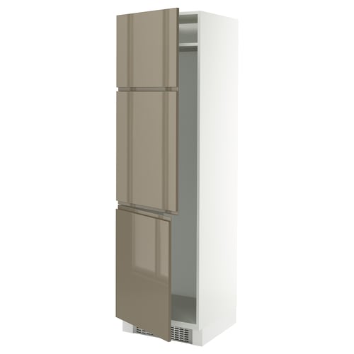 SEKTION kitchen unit, beige-brown glossy, 3 doors, slim handles, adjustable shelves.