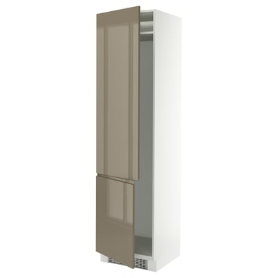 SEKTION High cabinet for fridge/freezer, white/Voxtorp high-gloss dark grey-brown, 24x24x90 "