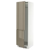 SEKTION High cabinet for fridge/freezer, white/Voxtorp high-gloss dark grey-brown, 24x24x80 "