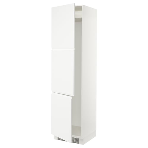 White SEKTION kitchen cabinet, modern design, minimalist style, adjustable shelves, silver handles.