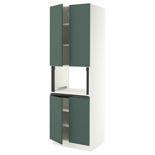 SEKTION High cabinet for micro w 4 doors, white/Aspudden dark gray-green, 30x24x90 "