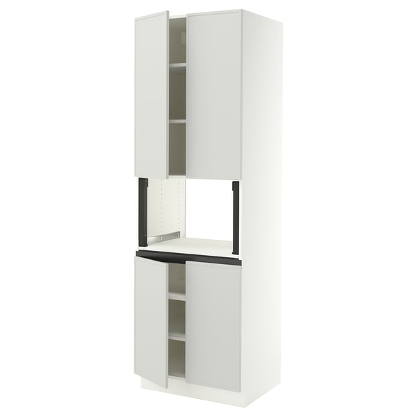 SEKTION High cabinet for micro w 4 doors, white/Aspudden light gray, 30x24x90 "