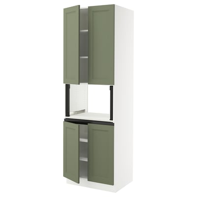 SEKTION High cabinet for micro w 4 doors, white/Axstad gray-green, 30x24x90 "