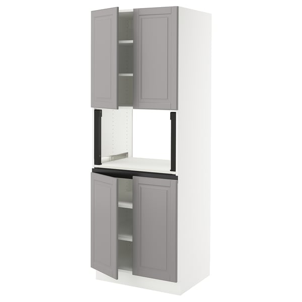 SEKTION High cabinet for micro w 4 doors, white/Bodbyn gray, 30x24x80 "