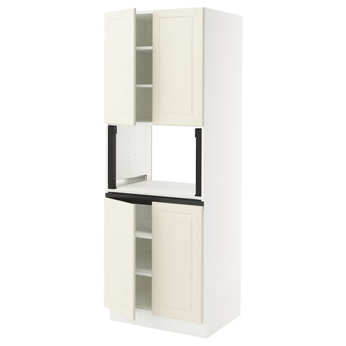 SEKTION kitchen cabinet, white, tall with open sections.