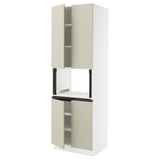 SEKTION High cabinet for micro w 4 doors, white/Havstorp beige, 30x24x90 "