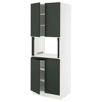 SEKTION High cabinet for micro w 4 doors, white/Havstorp deep green, 30x24x80 "