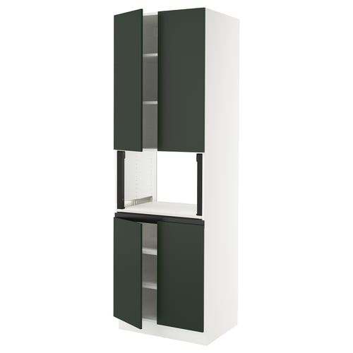 SEKTION kitchen unit with green doors, white frame, minimalist design.