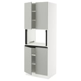 SEKTION High cabinet for micro w 4 doors, white/Havstorp light gray, 30x24x80 "