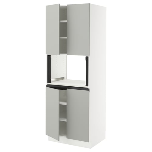 The ikea SEKTION kitchen cabinet in white with light grey havstorp doors. It has a modern, clean design with open and closed storage.