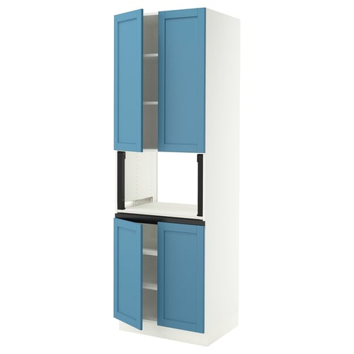 SEKTION High cabinet for micro w 4 doors, white/Lerhyttan blue, 30x24x90 "