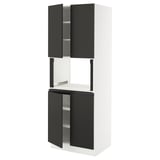 SEKTION High cabinet for micro w 4 doors, white/Nickebo matte anthracite, 30x24x80 "