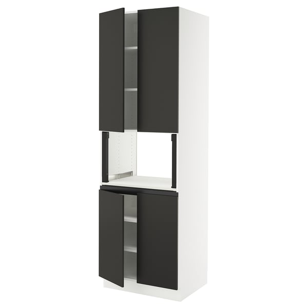 SEKTION High cabinet for micro w 4 doors, white/Nickebo matte anthracite, 30x24x90 "