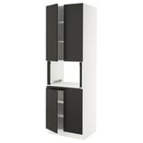 SEKTION High cabinet for micro w 4 doors, white/Nickebo matte anthracite, 30x24x90 "