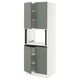 SEKTION High cabinet for micro w 4 doors, white/Nickebo matte grey-green, 30x24x80 "