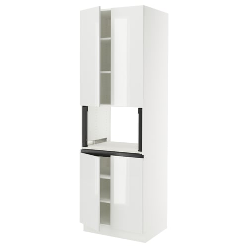 A white high-gloss SEKTION kitchen cabinet. It multiple compartments with sleek, modern design and high-quality materials.