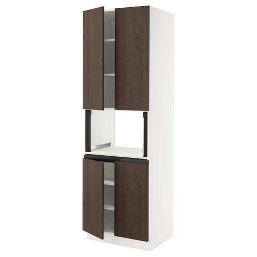 SEKTION kitchen cabinet: white, dark brown doors, rectangular, adjustable shelves, sleek design.