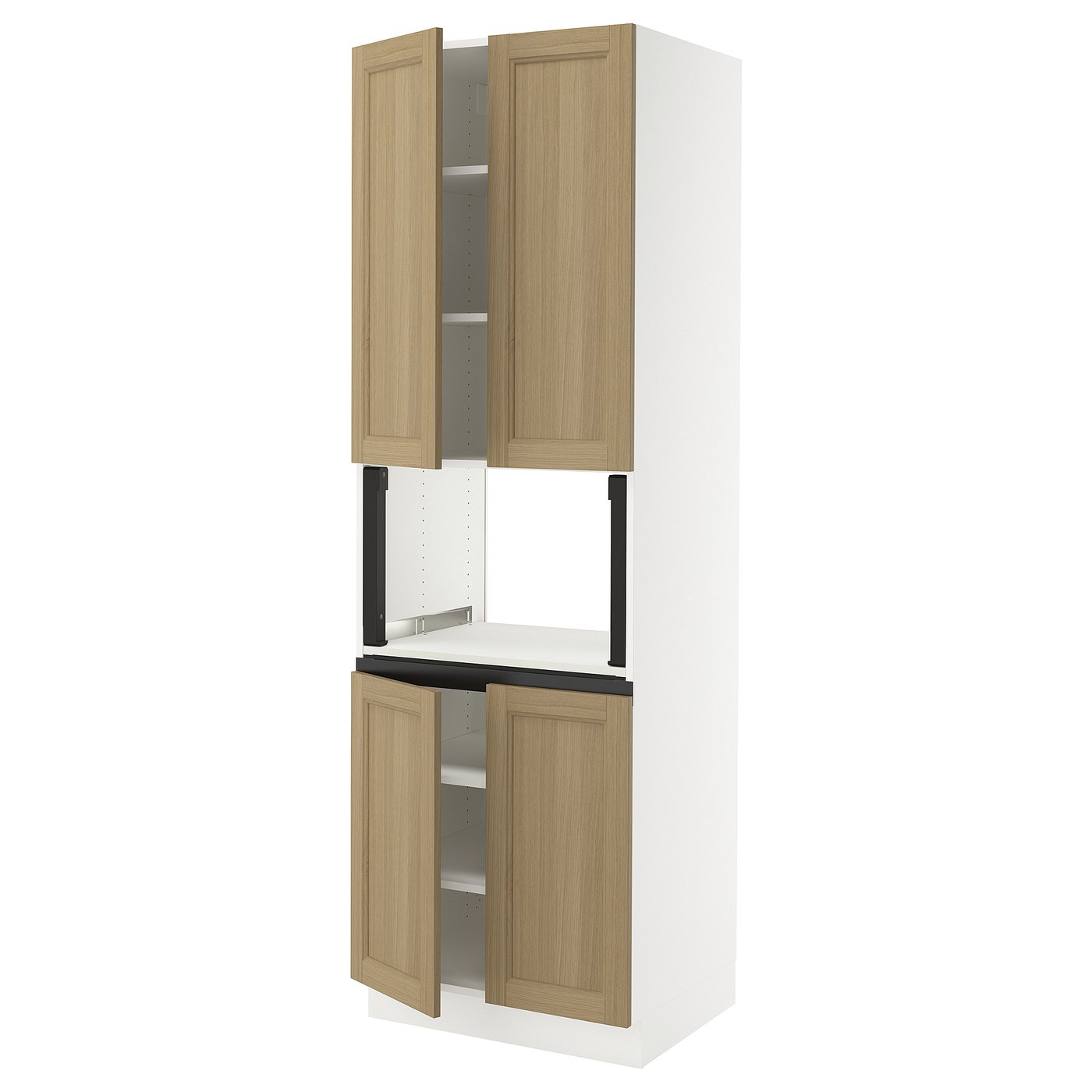 SEKTION high cabinet for micro w 4 doors, white/Vedhamn oak
