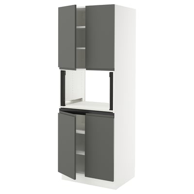 SEKTION High cabinet for micro w 4 doors, white/Voxtorp dark gray, 30x24x80 "