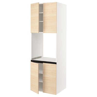SEKTION High cabinet for oven w 4 doors, white/Askersund light ash effect, 30x24x90 "