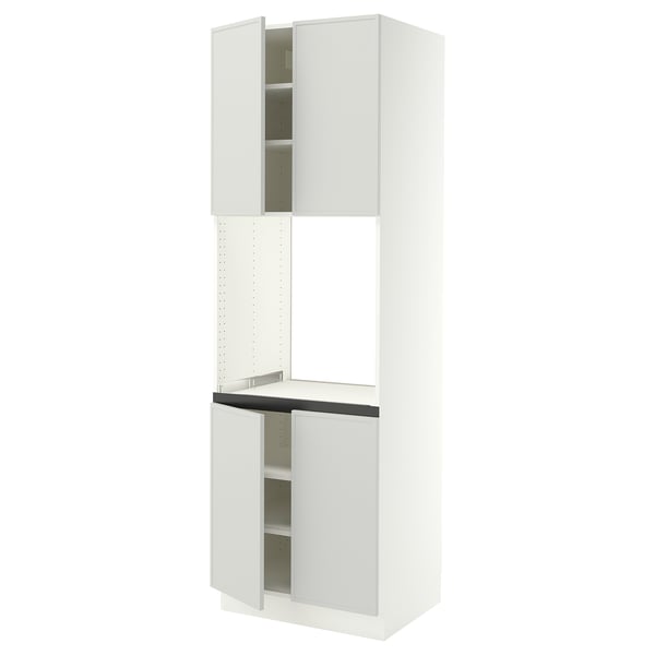 SEKTION High cabinet for oven w 4 doors, white/Aspudden light gray, 30x24x90 "