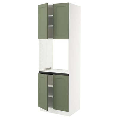 SEKTION High cabinet for oven w 4 doors, white/Axstad gray-green, 30x24x90 "