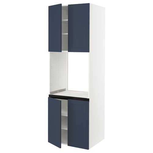 SEKTION kitchen unit with blue cabinet doors, white interior, and modern design.
