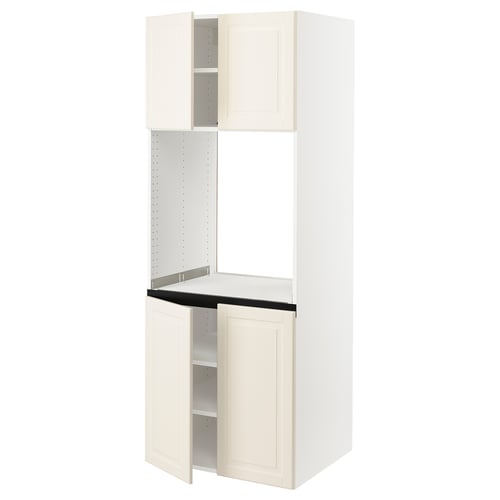 White SEKTION kitchen cabinet, rectangular shape, off-white finish, wooden material with multiple shelves.